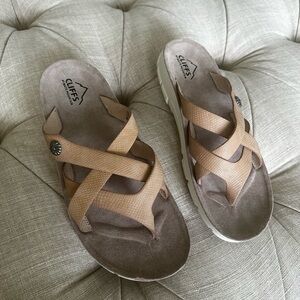 Cliffs by WHITE MOUNTAIN Tan Crisscross Sandals